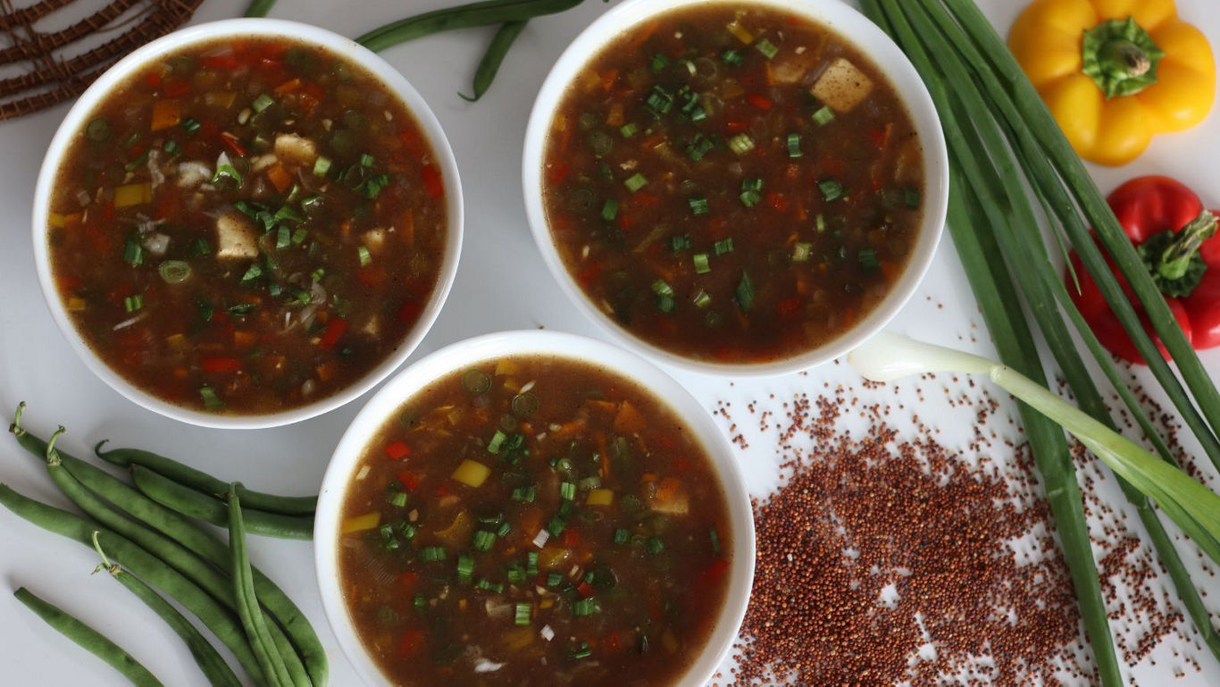 Rustic Ragi Soup Recipe with Garden Vegetables